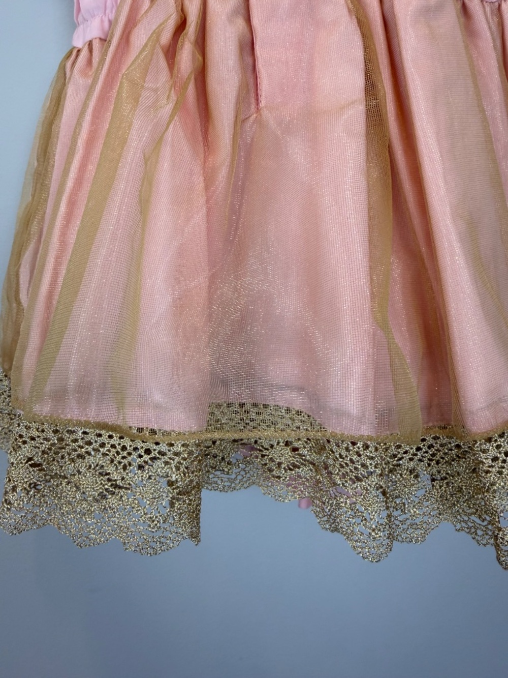 Wildling by Well Dressed Wolf Pink Gold Lace Dress 4T Flower Girl - Picture 12 of 13